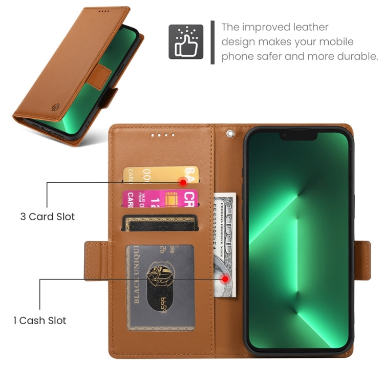 For iPhone 13 Pro Side Buckle Magnetic Frosted Leather Phone Case