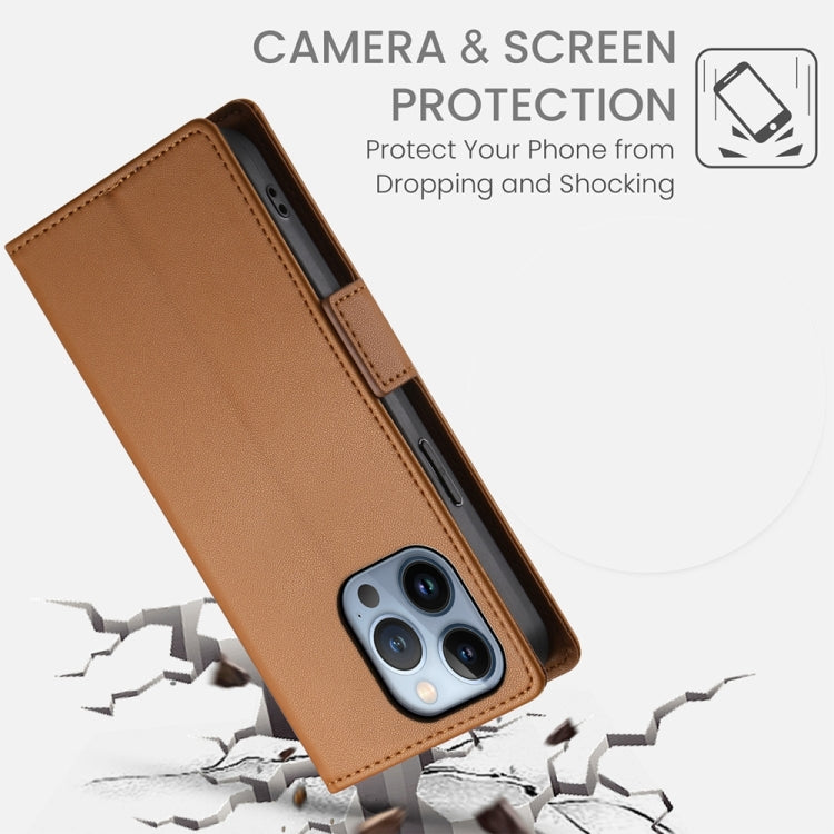 For iPhone 13 Pro Side Buckle Magnetic Frosted Leather Phone Case