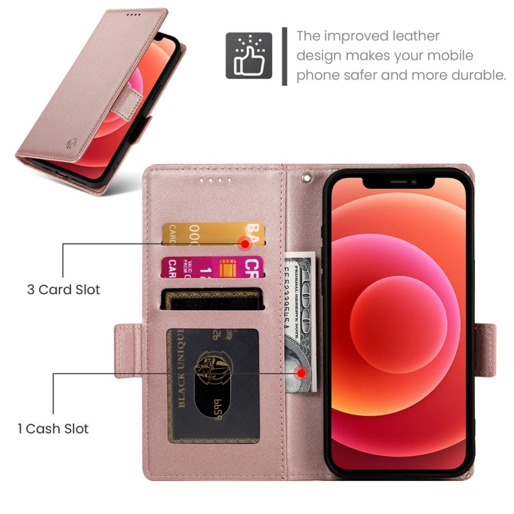 For iPhone 12 / 12 Pro Side Buckle Magnetic Frosted Leather Phone Case