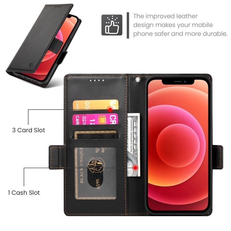 For iPhone 12 / 12 Pro Side Buckle Magnetic Frosted Leather Phone Case