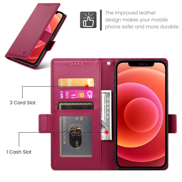 For iPhone 12 / 12 Pro Side Buckle Magnetic Frosted Leather Phone Case