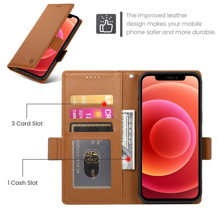 For iPhone 12 / 12 Pro Side Buckle Magnetic Frosted Leather Phone Case
