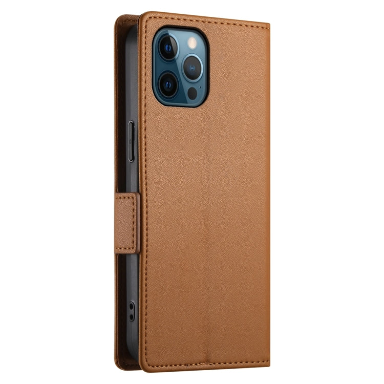 For iPhone 12 Pro Max Side Buckle Magnetic Frosted Leather Phone Case