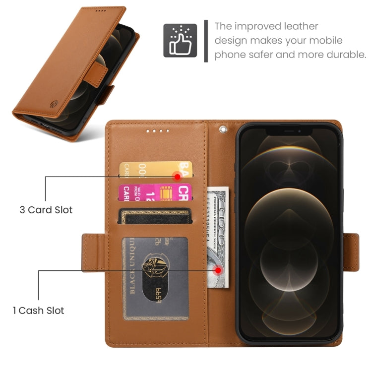 For iPhone 12 Pro Max Side Buckle Magnetic Frosted Leather Phone Case