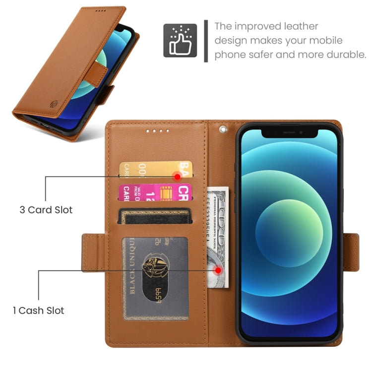For iPhone 12 mini Side Buckle Magnetic Frosted Leather Phone Case