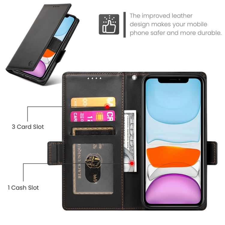 For iPhone 11 Side Buckle Magnetic Frosted Leather Phone Case