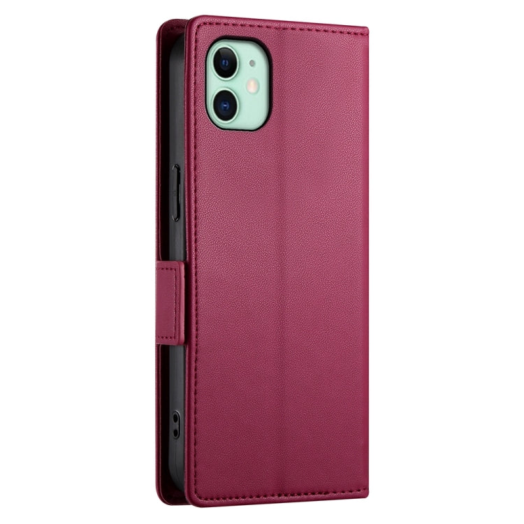 For iPhone 11 Side Buckle Magnetic Frosted Leather Phone Case