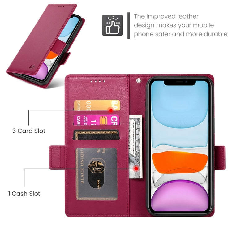 For iPhone 11 Side Buckle Magnetic Frosted Leather Phone Case