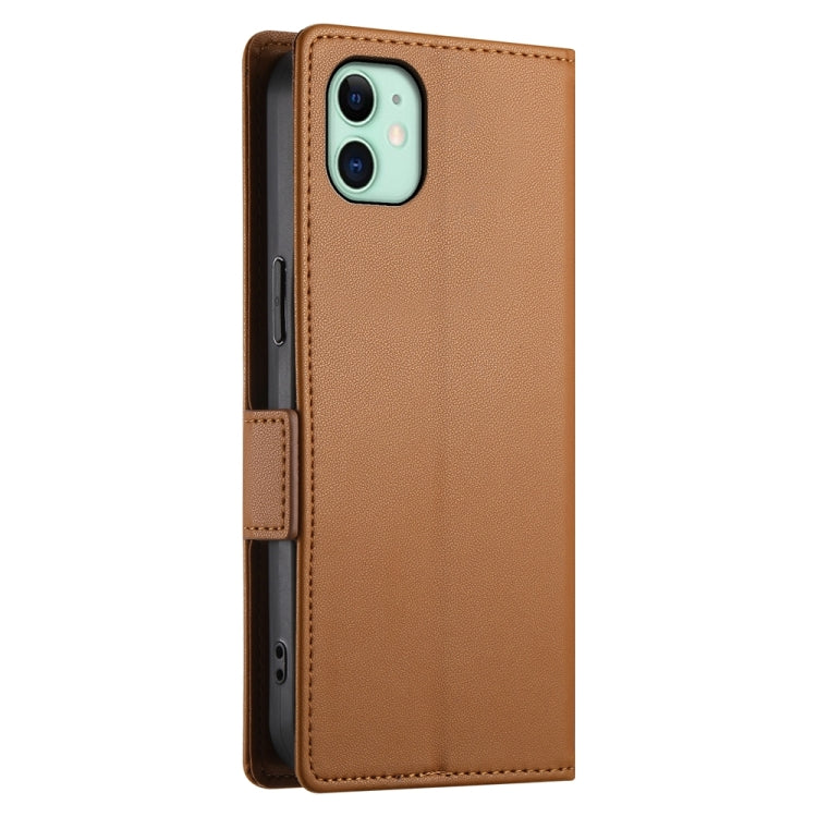 For iPhone 11 Side Buckle Magnetic Frosted Leather Phone Case