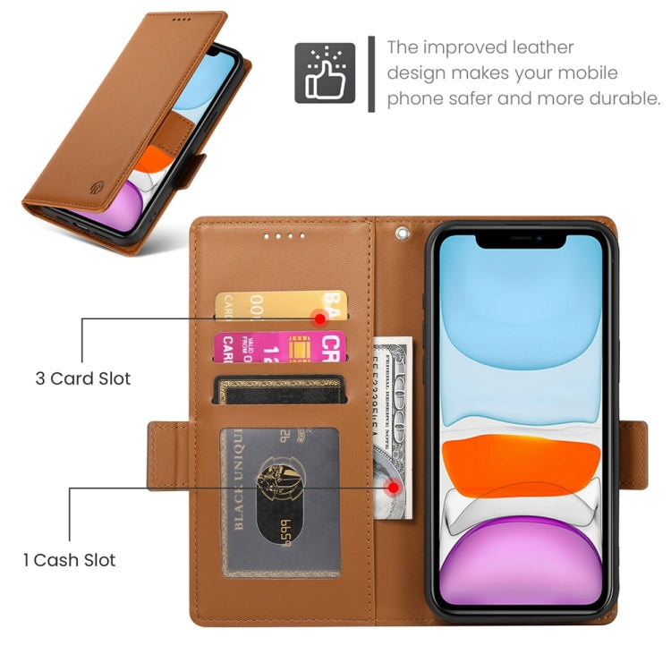 For iPhone 11 Side Buckle Magnetic Frosted Leather Phone Case