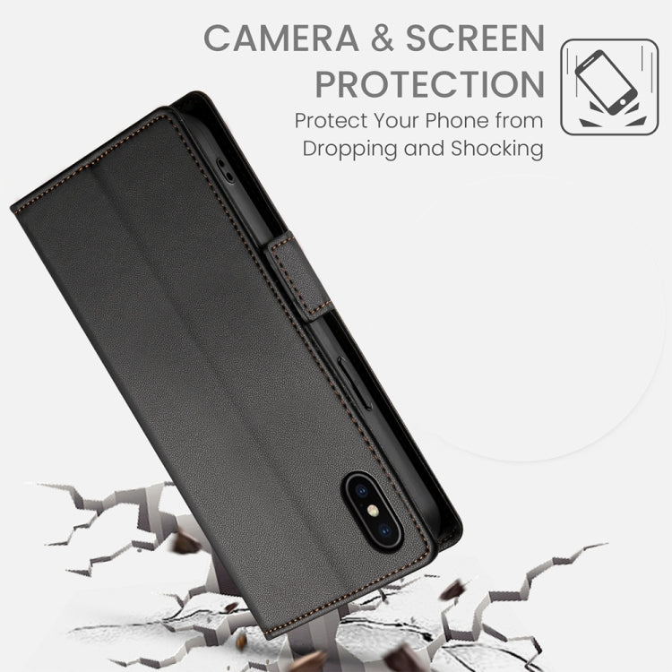 For iPhone X / XS Side Buckle Magnetic Frosted Leather Phone Case