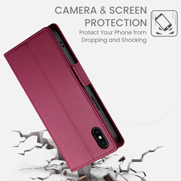 For iPhone X / XS Side Buckle Magnetic Frosted Leather Phone Case