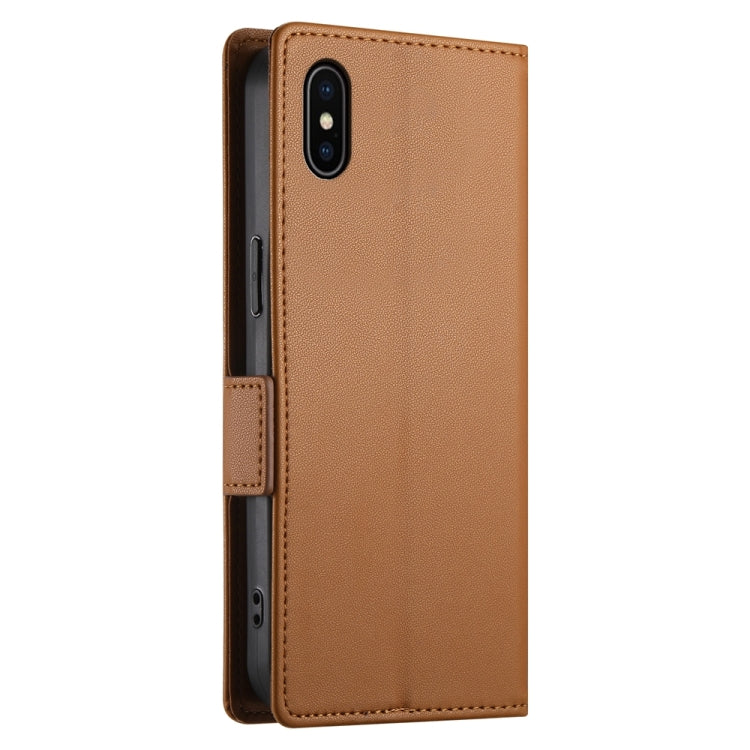 For iPhone X / XS Side Buckle Magnetic Frosted Leather Phone Case