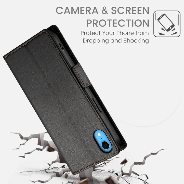 For iPhone XR Side Buckle Magnetic Frosted Leather Phone Case