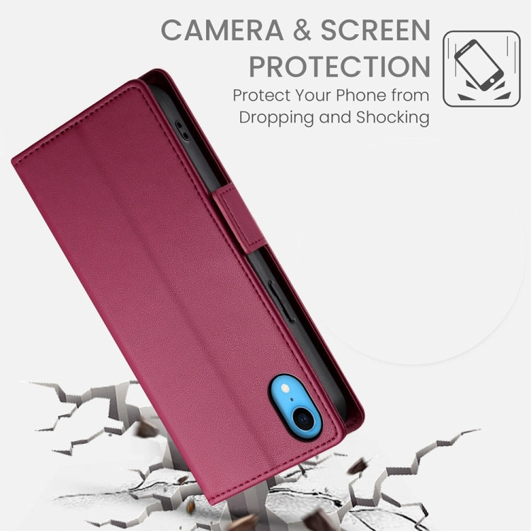For iPhone XR Side Buckle Magnetic Frosted Leather Phone Case