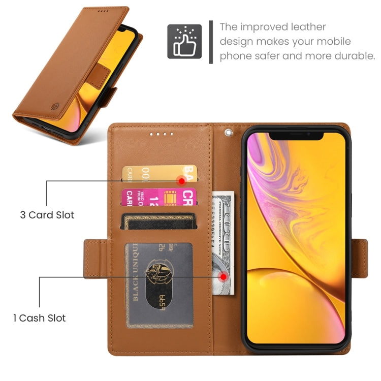 For iPhone XR Side Buckle Magnetic Frosted Leather Phone Case