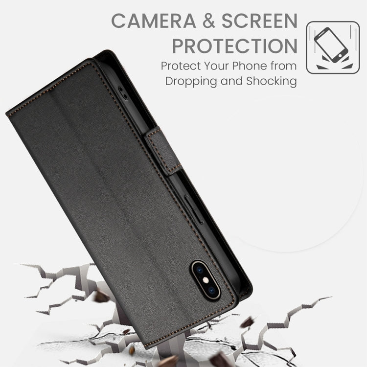For iPhone XS Max Side Buckle Magnetic Frosted Leather Phone Case