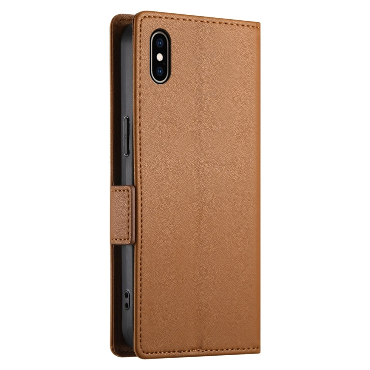 For iPhone XS Max Side Buckle Magnetic Frosted Leather Phone Case
