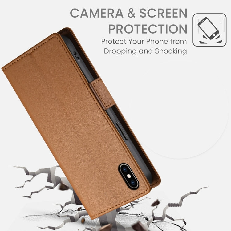 For iPhone XS Max Side Buckle Magnetic Frosted Leather Phone Case