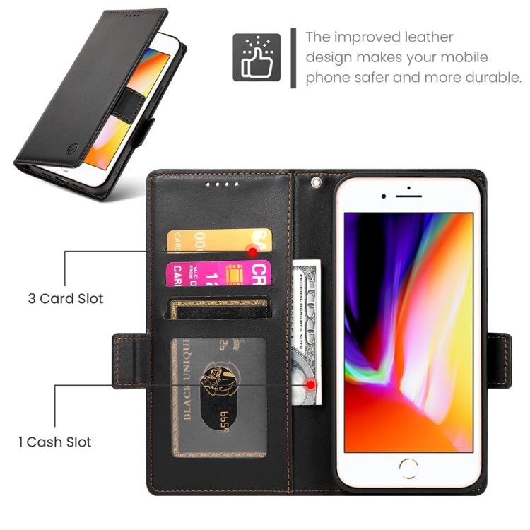 For iPhone 8 Plus / 7 Plus Side Buckle Magnetic Frosted Leather Phone Case