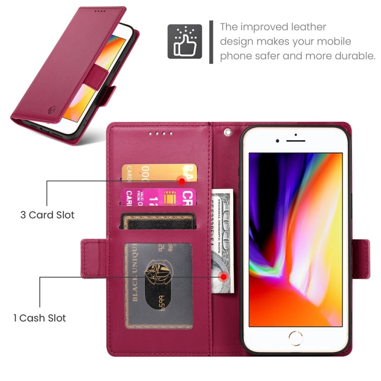 For iPhone 8 Plus / 7 Plus Side Buckle Magnetic Frosted Leather Phone Case