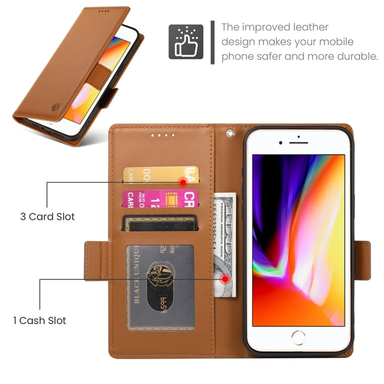 For iPhone 8 Plus / 7 Plus Side Buckle Magnetic Frosted Leather Phone Case