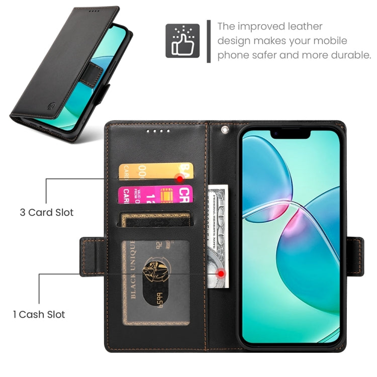 For iPhone 17e / 16e Side Buckle Magnetic Frosted Leather Phone Case