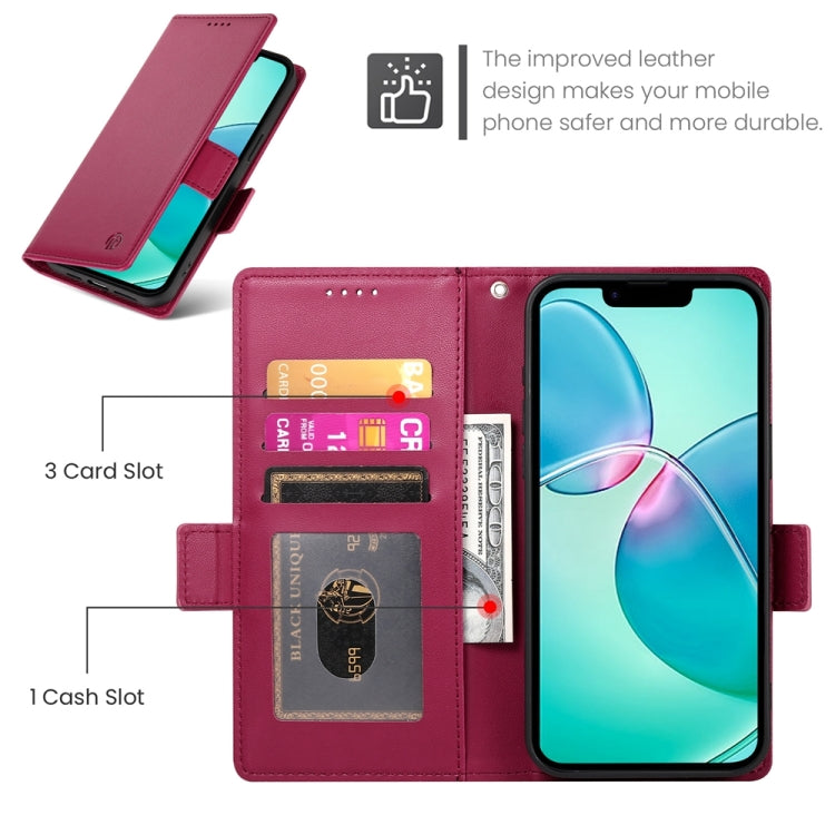 For iPhone 17e / 16e Side Buckle Magnetic Frosted Leather Phone Case