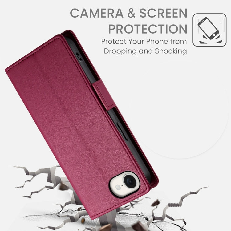 For iPhone 17e / 16e Side Buckle Magnetic Frosted Leather Phone Case