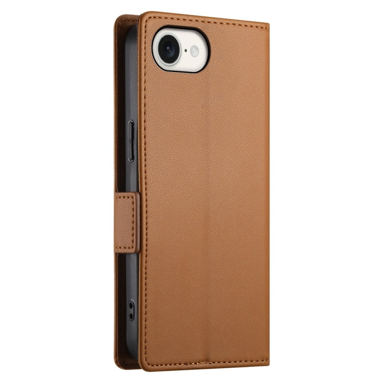 For iPhone 17e / 16e Side Buckle Magnetic Frosted Leather Phone Case