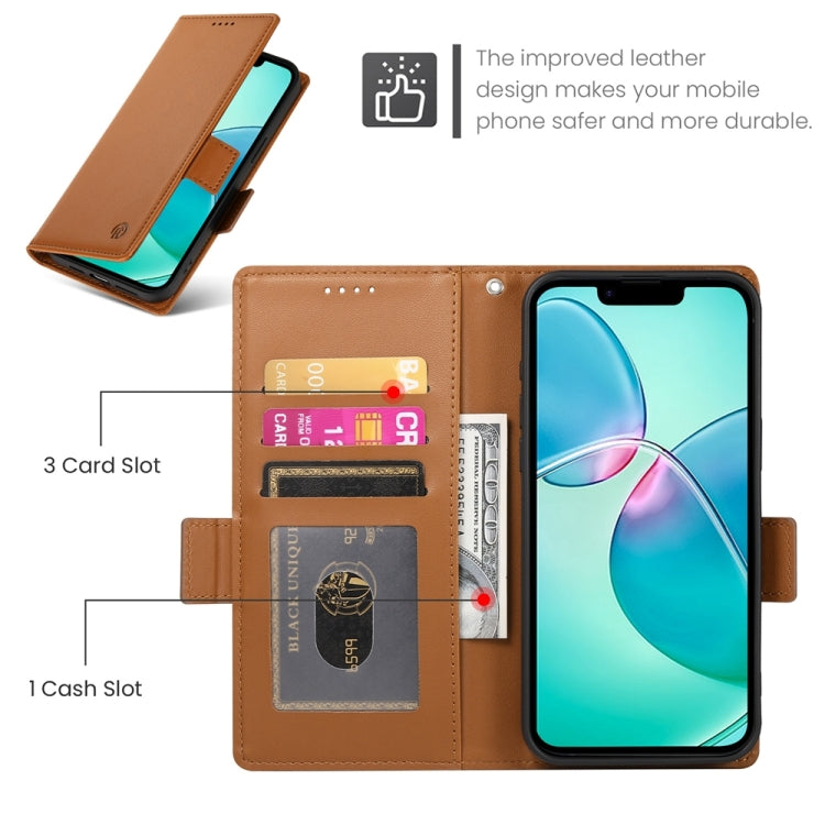 For iPhone 17e / 16e Side Buckle Magnetic Frosted Leather Phone Case