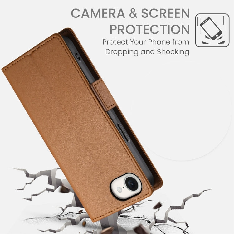 For iPhone 17e / 16e Side Buckle Magnetic Frosted Leather Phone Case