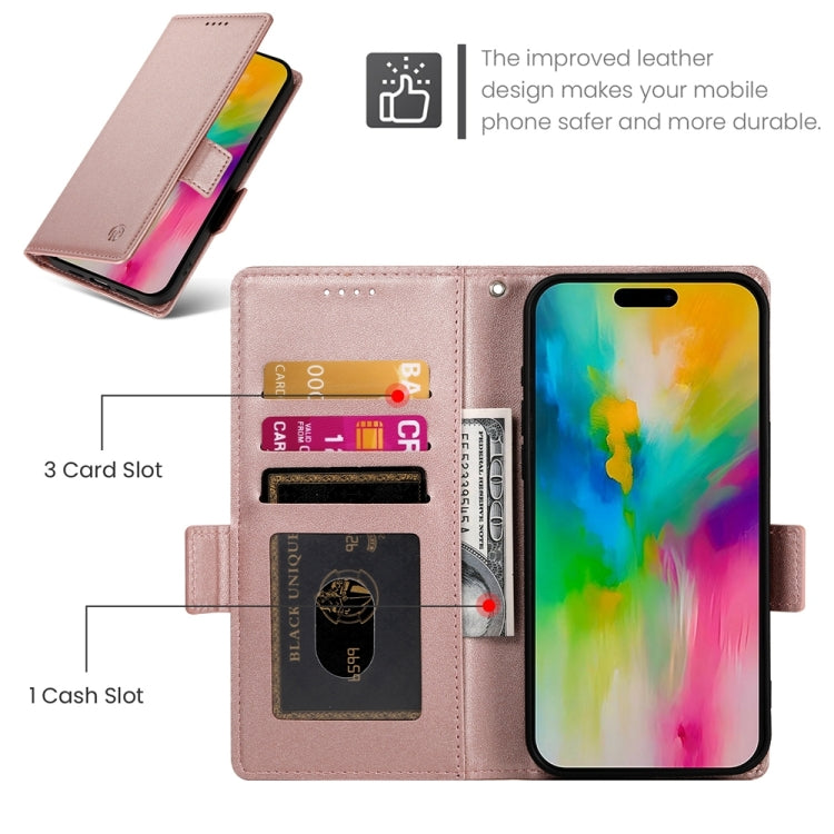 For iPhone 16 Pro Max Side Buckle Magnetic Frosted Leather Phone Case