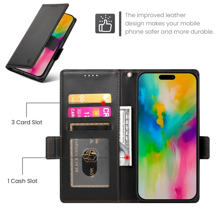 For iPhone 16 Pro Max Side Buckle Magnetic Frosted Leather Phone Case