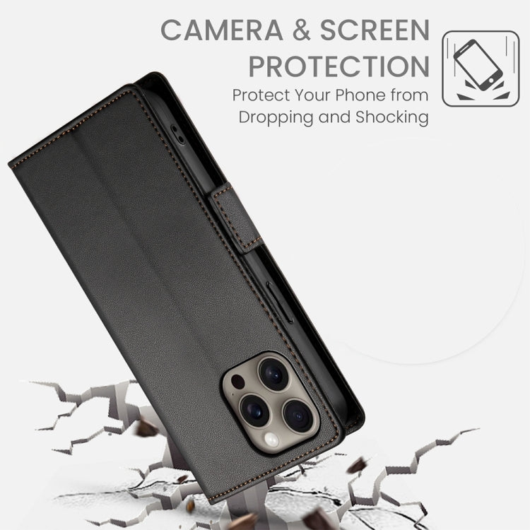 For iPhone 16 Pro Max Side Buckle Magnetic Frosted Leather Phone Case
