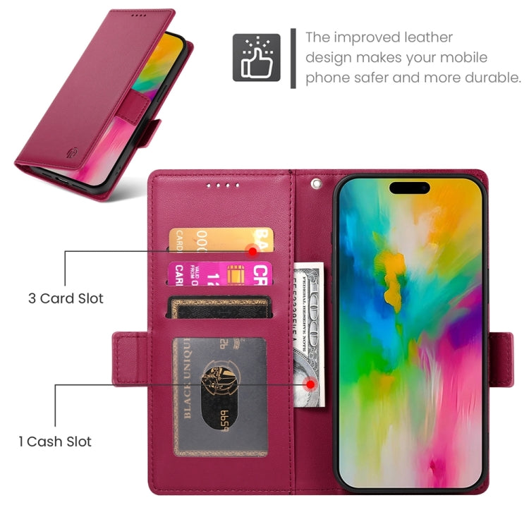 For iPhone 16 Pro Max Side Buckle Magnetic Frosted Leather Phone Case