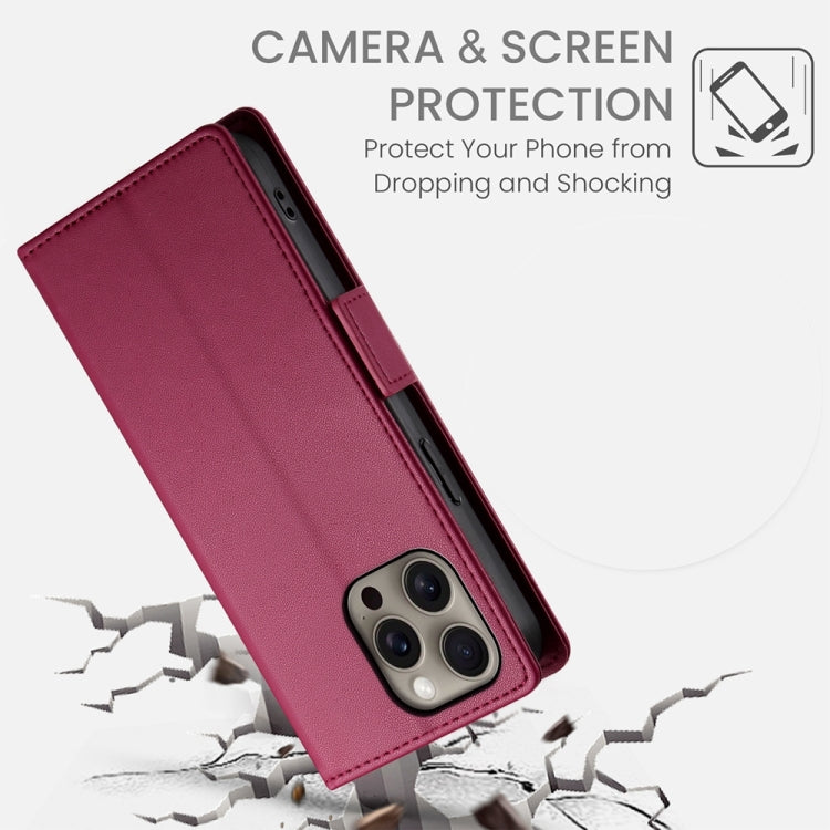 For iPhone 16 Pro Max Side Buckle Magnetic Frosted Leather Phone Case