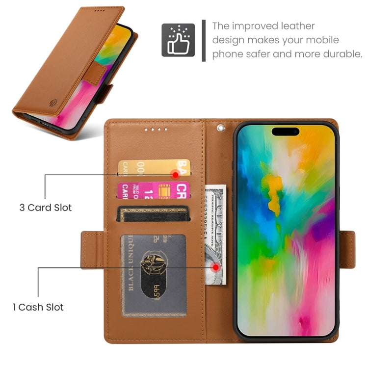 For iPhone 16 Pro Max Side Buckle Magnetic Frosted Leather Phone Case