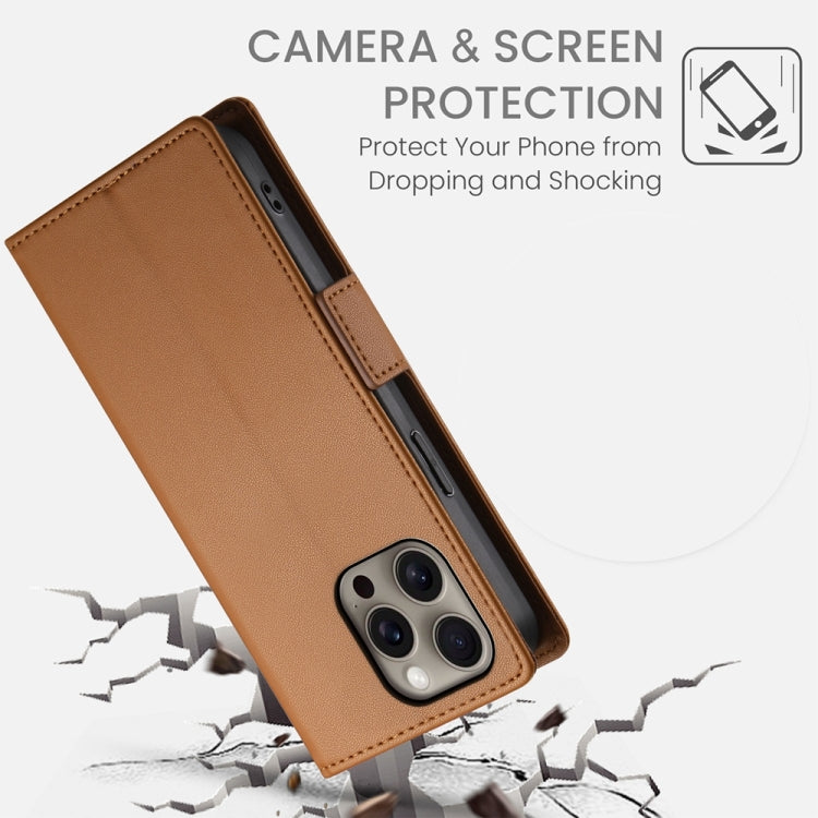 For iPhone 16 Pro Max Side Buckle Magnetic Frosted Leather Phone Case