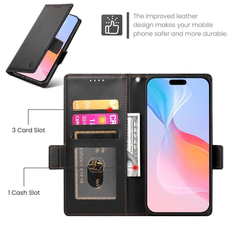 For iPhone 16 Pro Side Buckle Magnetic Frosted Leather Phone Case