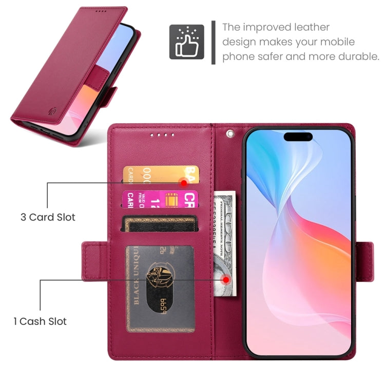 For iPhone 16 Pro Side Buckle Magnetic Frosted Leather Phone Case