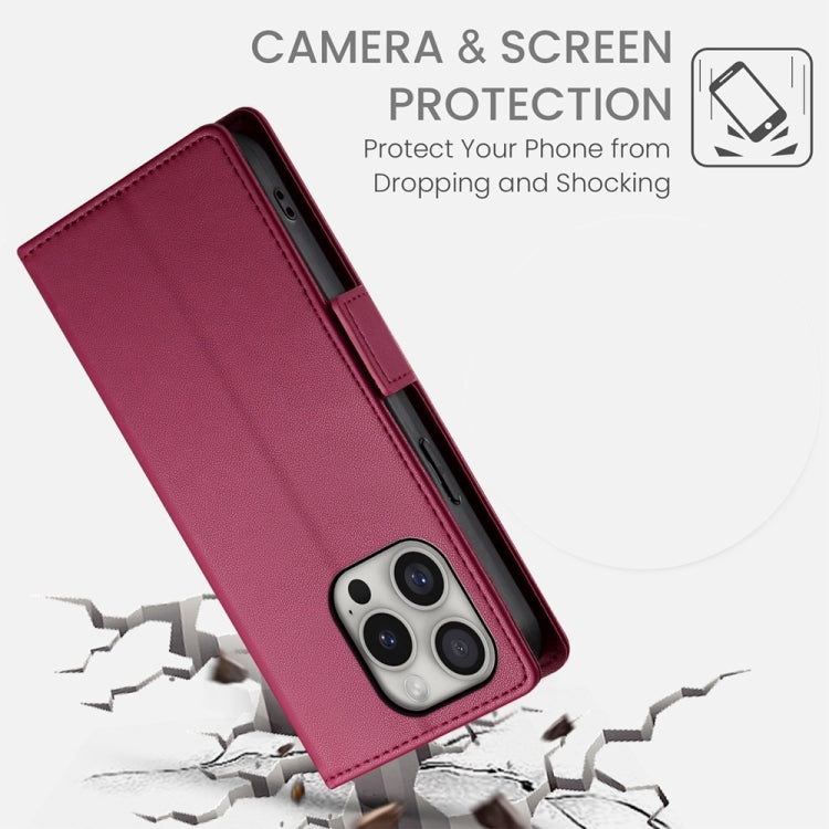 For iPhone 16 Pro Side Buckle Magnetic Frosted Leather Phone Case
