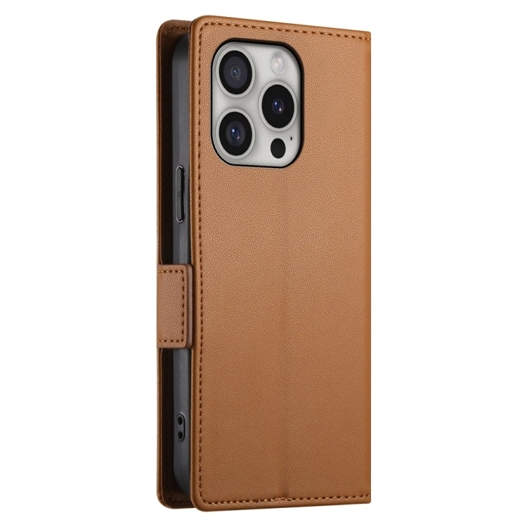 For iPhone 16 Pro Side Buckle Magnetic Frosted Leather Phone Case