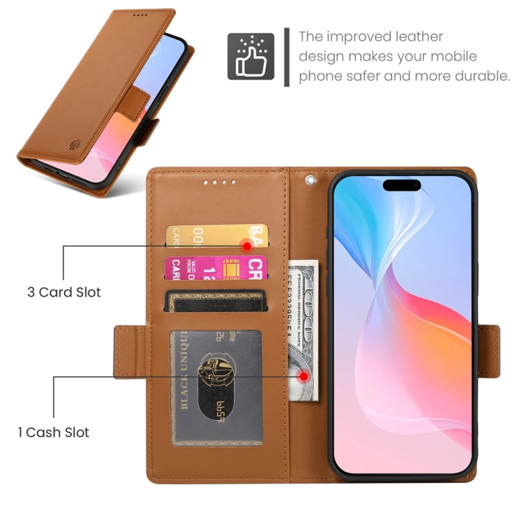 For iPhone 16 Pro Side Buckle Magnetic Frosted Leather Phone Case