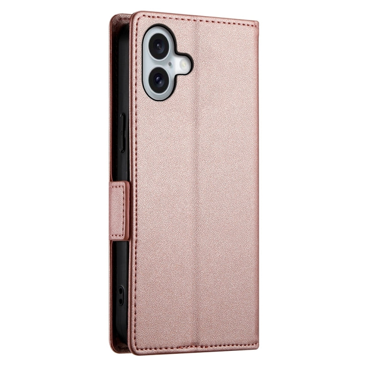 For iPhone 16 Plus Side Buckle Magnetic Frosted Leather Phone Case