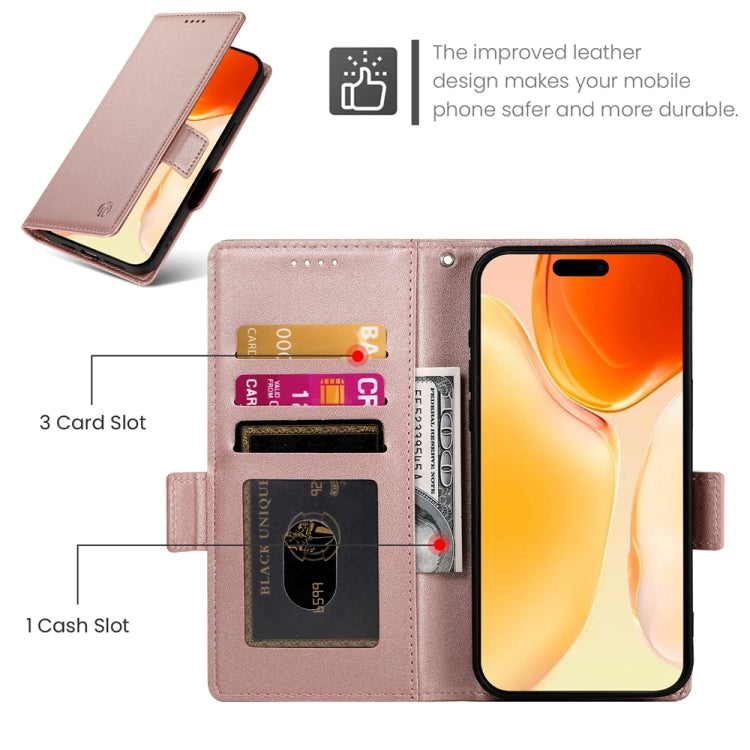 For iPhone 16 Plus Side Buckle Magnetic Frosted Leather Phone Case