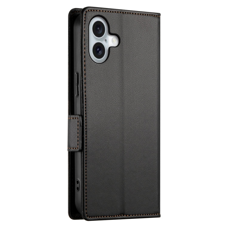 For iPhone 16 Plus Side Buckle Magnetic Frosted Leather Phone Case
