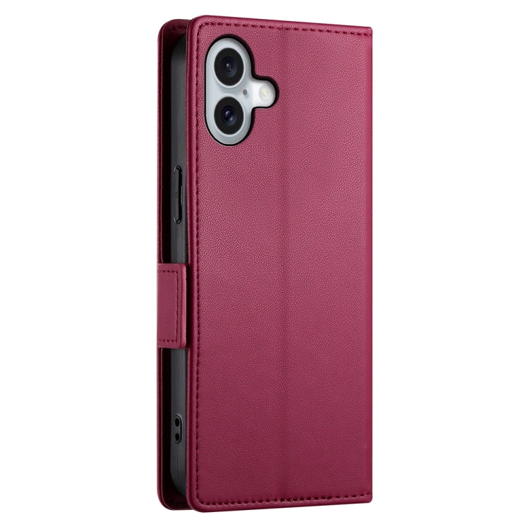 For iPhone 16 Plus Side Buckle Magnetic Frosted Leather Phone Case