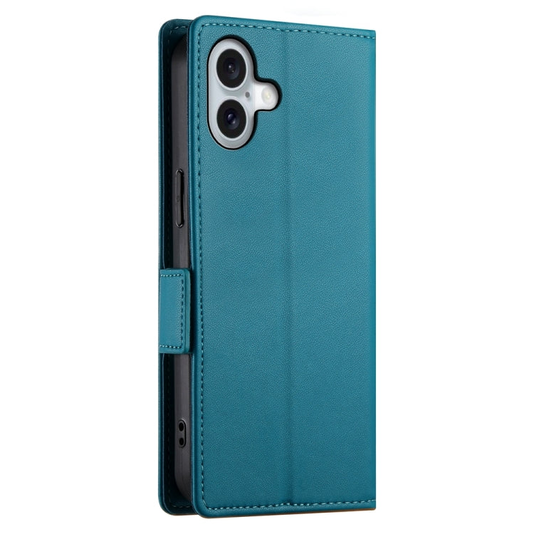 For iPhone 16 Plus Side Buckle Magnetic Frosted Leather Phone Case