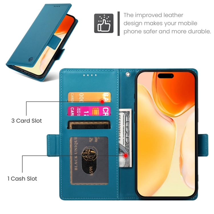 For iPhone 16 Plus Side Buckle Magnetic Frosted Leather Phone Case